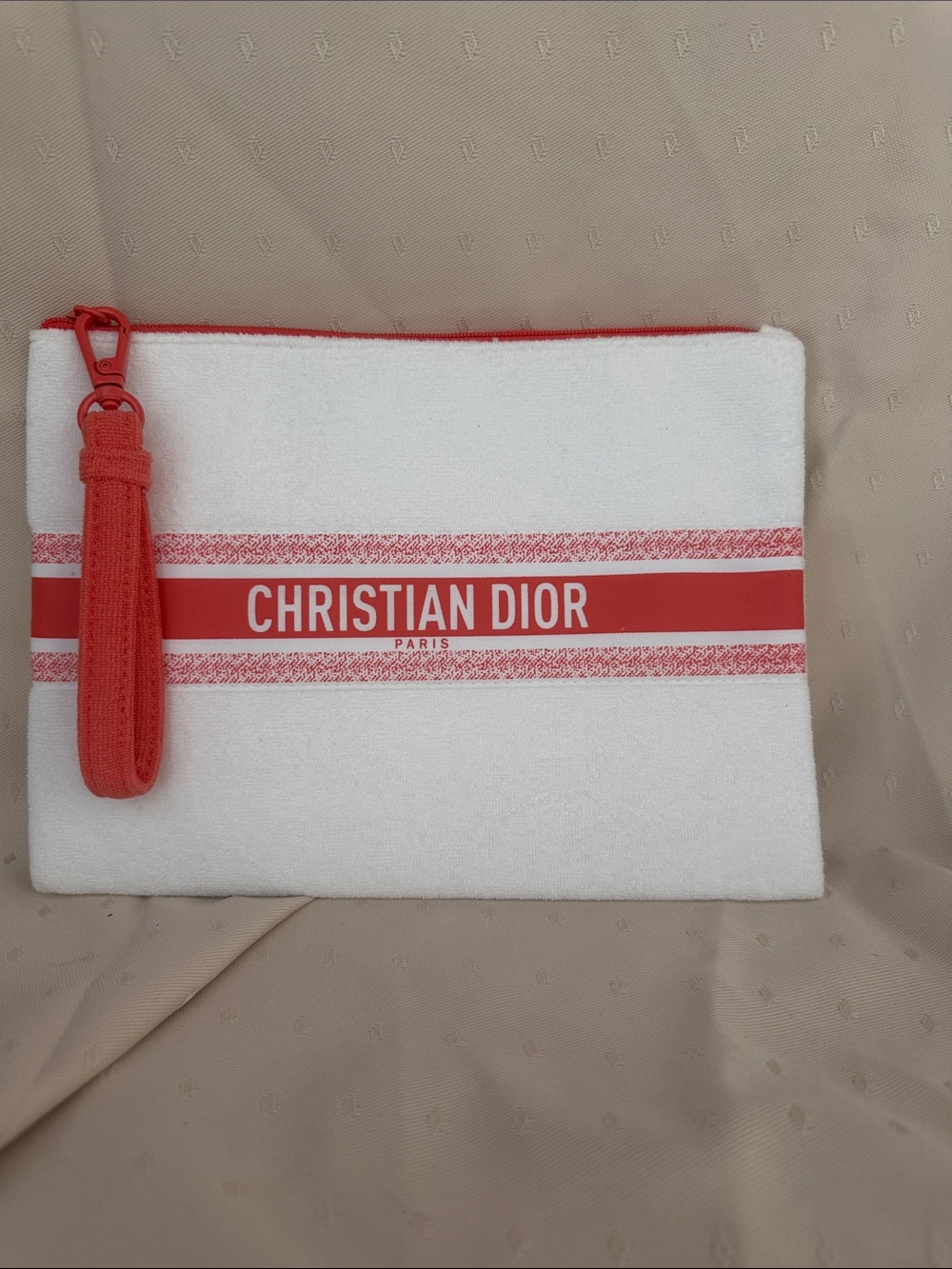 Dior White and Red Christian Dior Cosmetic Pouch